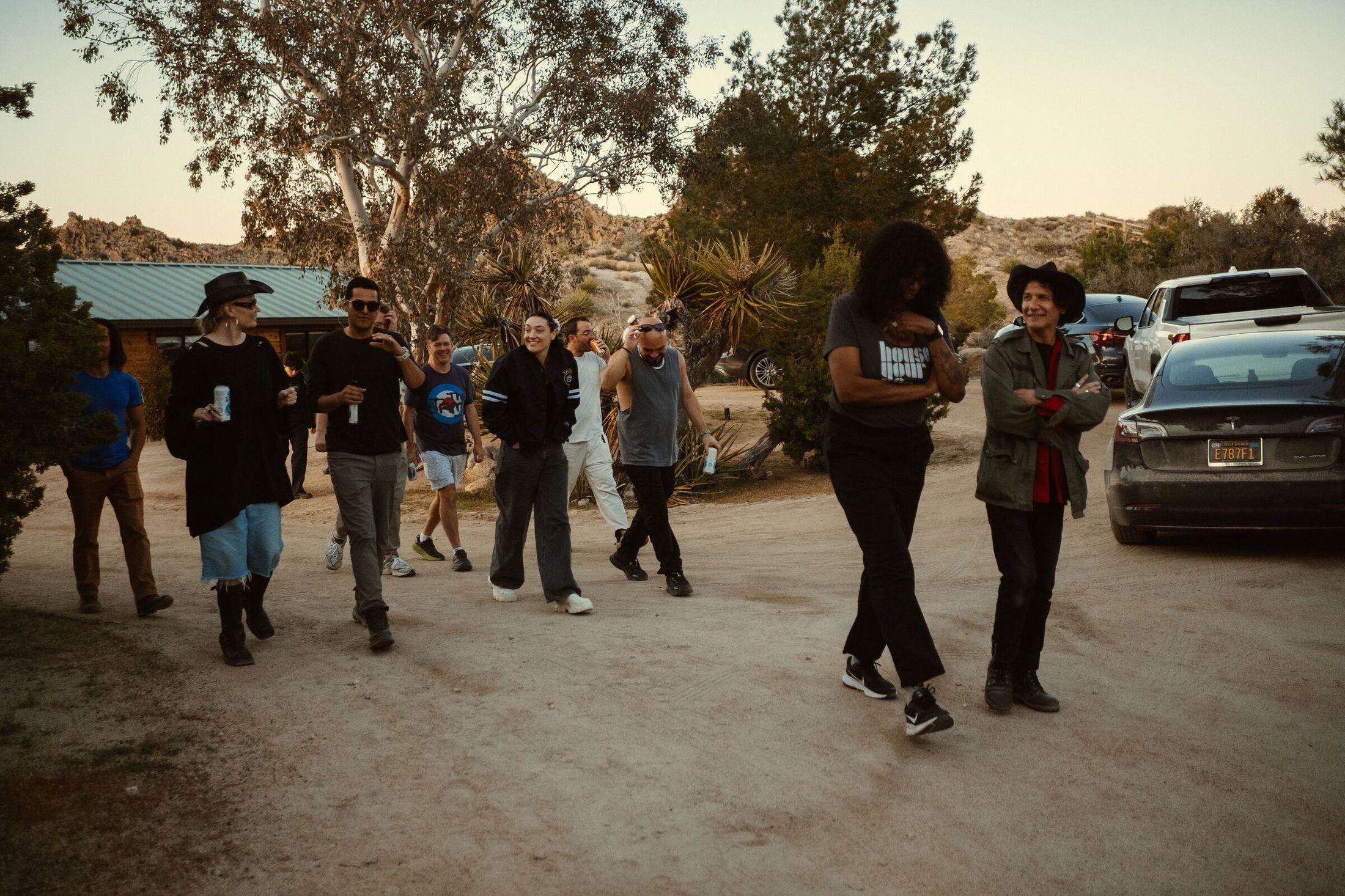 A songwriting camp group gathered at ESCAPE in Pioneertown, California