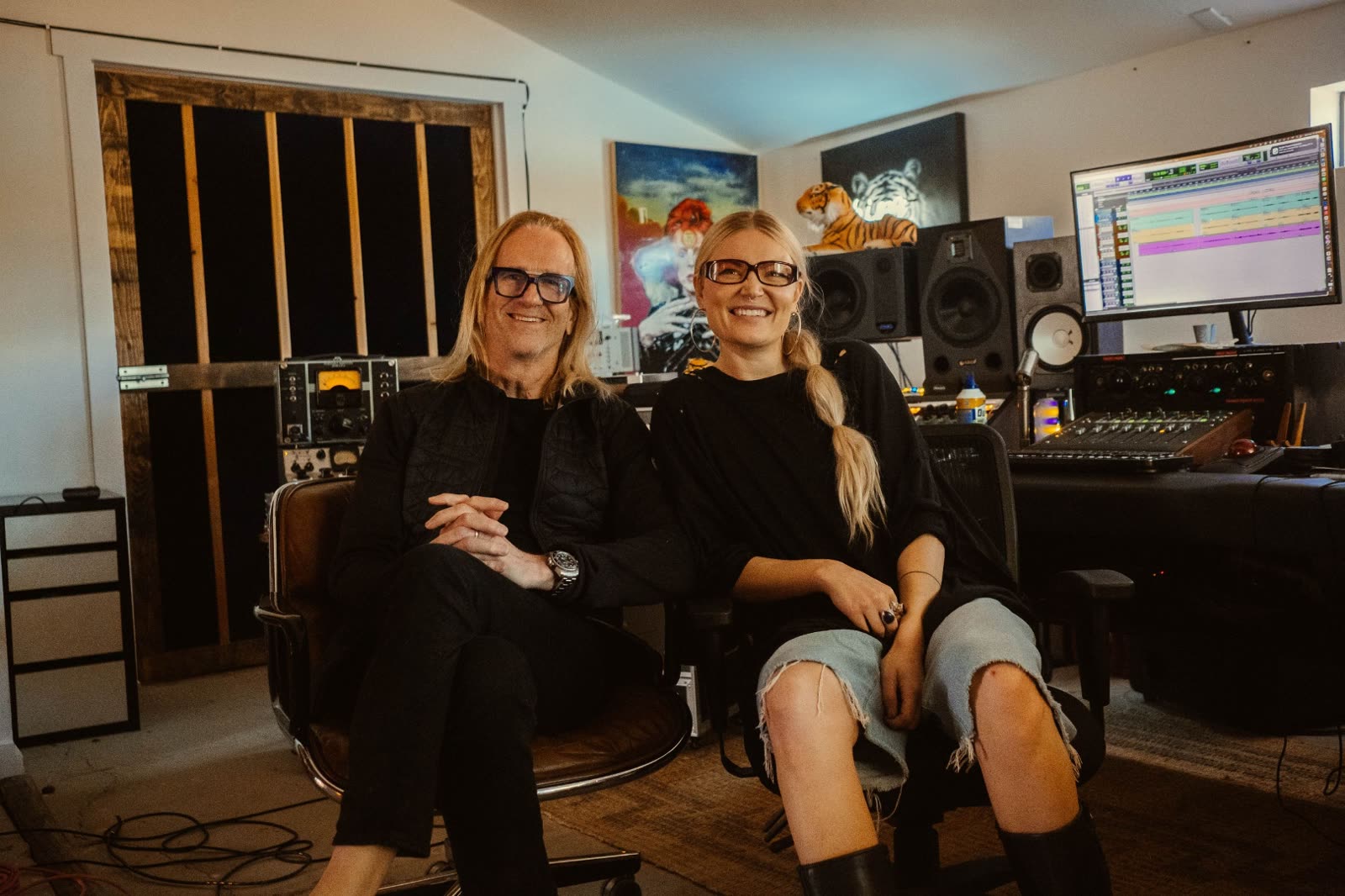 Christopher Thorn and K working in Studio One