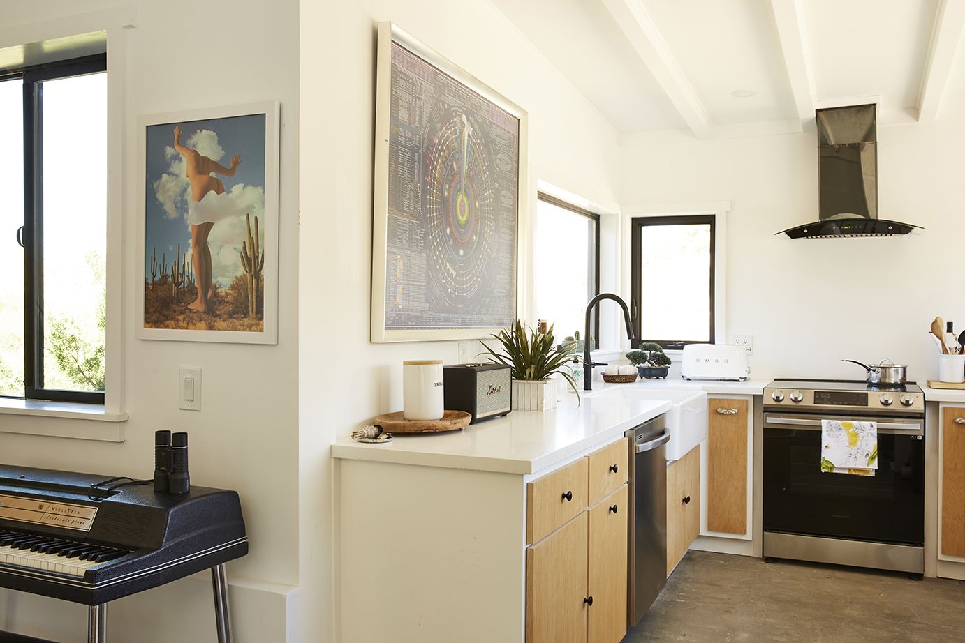 Lodge kitchen with vintage piano