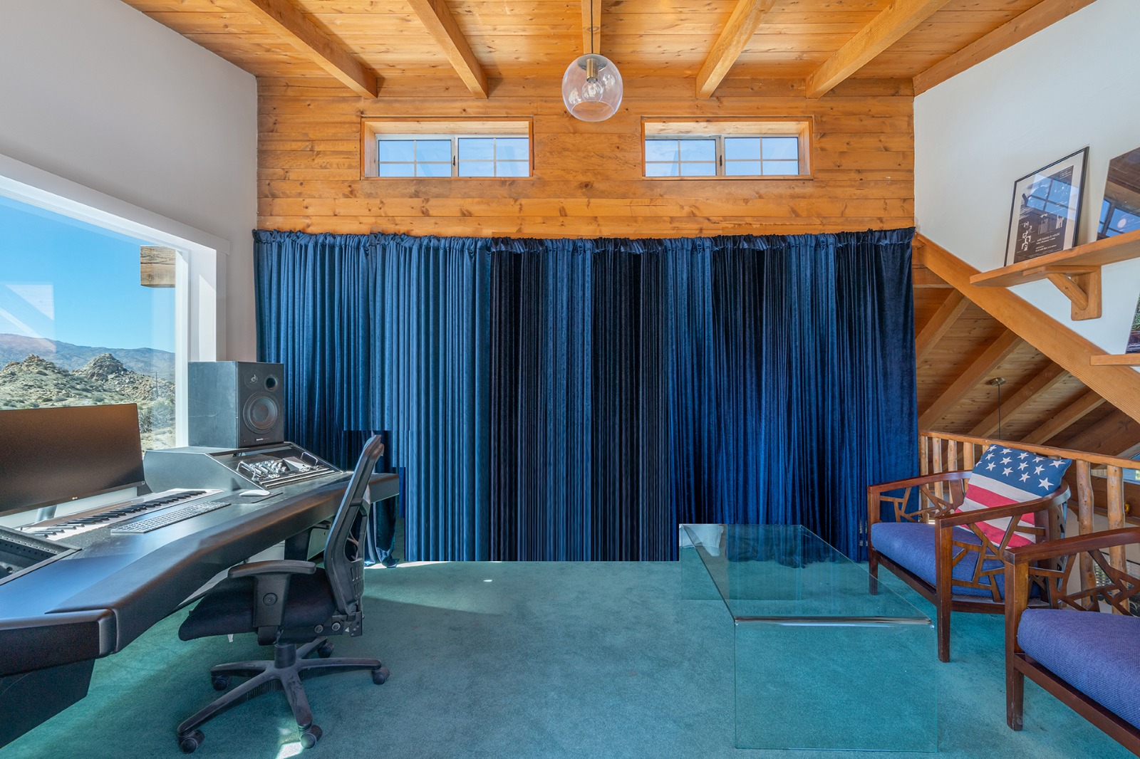 The Songwriting Suite at ESCAPE — room with curtains drawn